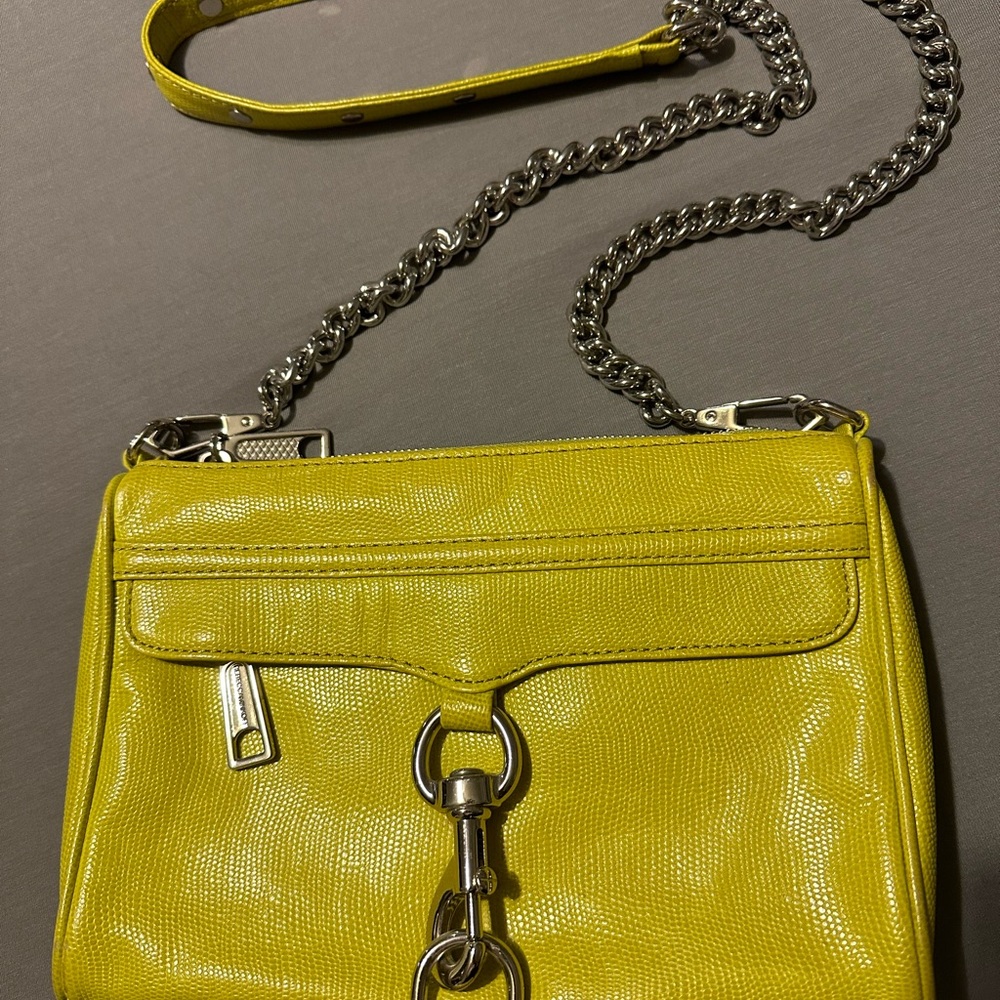 Rebecca Minkoff Mini M.A.C. Handbag in neon yellow embossed leather